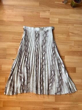 Bishop + Young Pleated Snake-Print Midi Skirt
